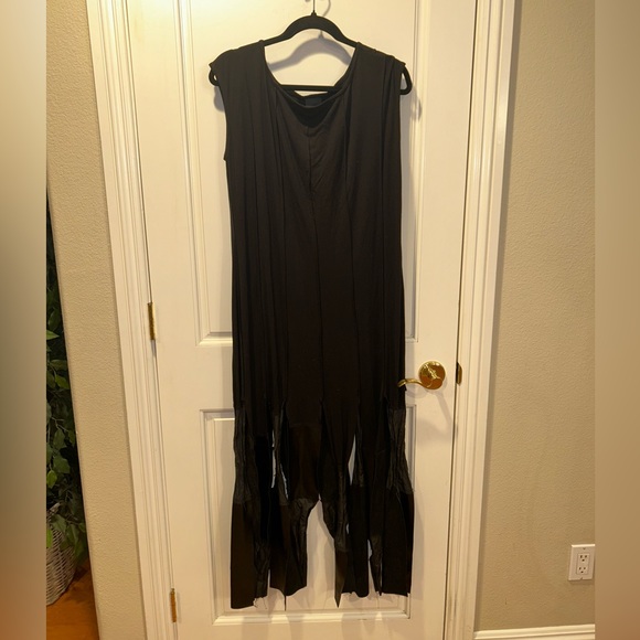 Simply Mila Black Wearable Art Maxi Dress With Long Fringe Bottom Size Large - Picture 1 of 8